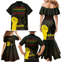 Juneteenth Freedom Day Family Matching Mermaid Dress and Hawaiian Shirt 1865 Black Independence African Pattern - Wonder Print Shop