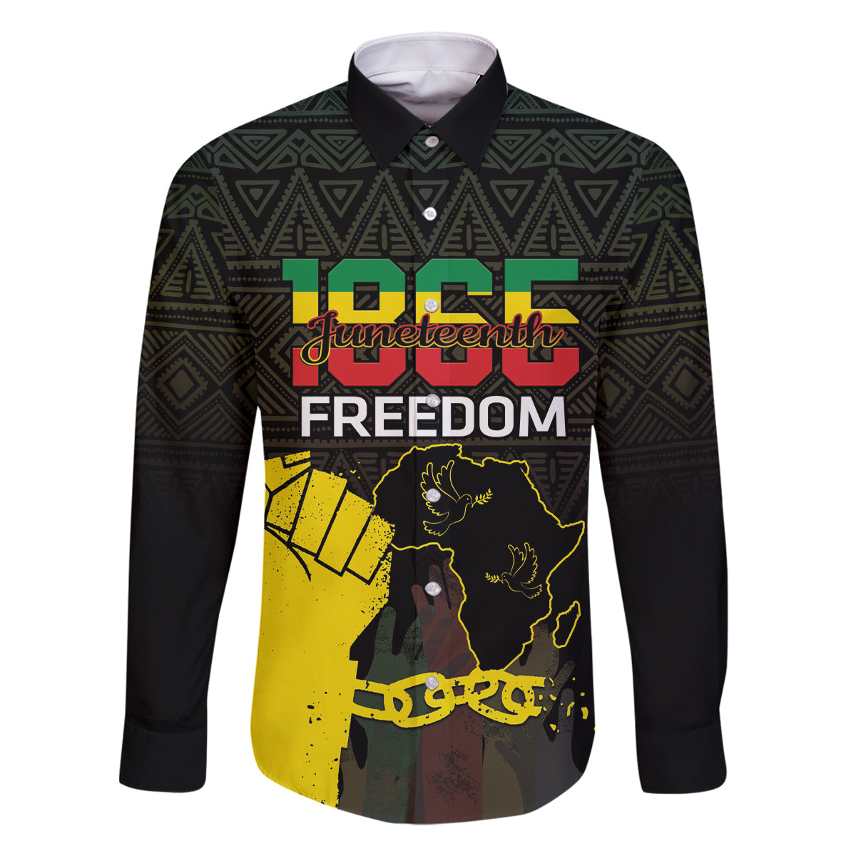 Juneteenth Freedom Day Family Matching Off The Shoulder Long Sleeve Dress and Hawaiian Shirt 1865 Black Independence African Pattern - Wonder Print Shop