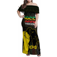 Juneteenth Freedom Day Family Matching Off Shoulder Maxi Dress and Hawaiian Shirt 1865 Black Independence African Pattern - Wonder Print Shop
