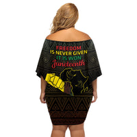 Juneteenth Freedom Day Family Matching Off Shoulder Short Dress and Hawaiian Shirt 1865 Black Independence African Pattern - Wonder Print Shop