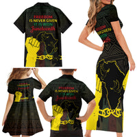 Juneteenth Freedom Day Family Matching Short Sleeve Bodycon Dress and Hawaiian Shirt 1865 Black Independence African Pattern - Wonder Print Shop