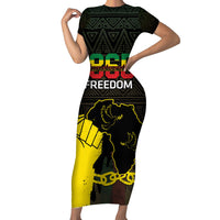 Juneteenth Freedom Day Family Matching Short Sleeve Bodycon Dress and Hawaiian Shirt 1865 Black Independence African Pattern - Wonder Print Shop