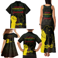 Juneteenth Freedom Day Family Matching Tank Maxi Dress and Hawaiian Shirt 1865 Black Independence African Pattern - Wonder Print Shop