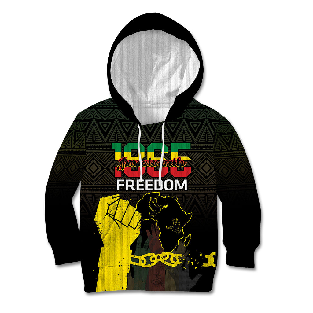 Juneteenth Freedom Day Kid Hoodie 1865 Black Independence African Pattern - Wonder Print Shop