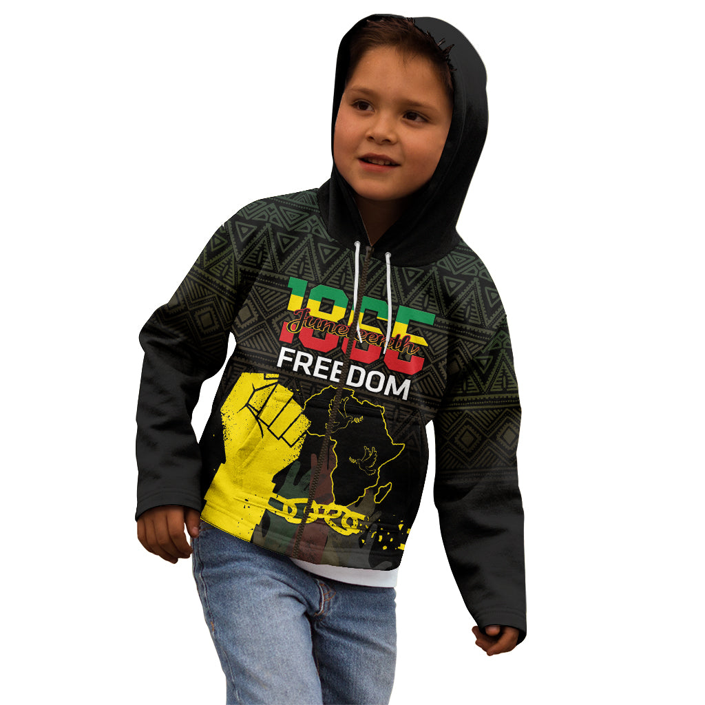 Juneteenth Freedom Day Kid Hoodie 1865 Black Independence African Pattern - Wonder Print Shop