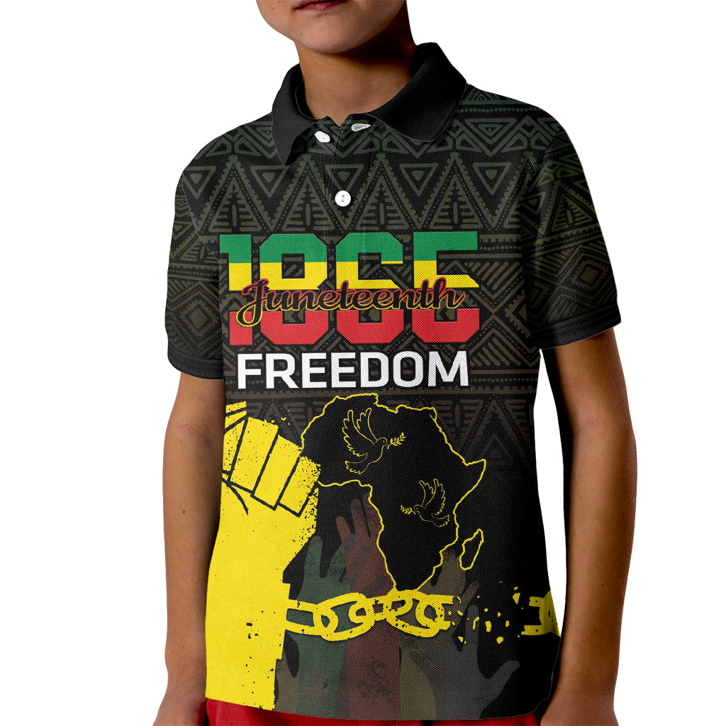 Juneteenth Freedom Day Kid Polo Shirt 1865 Black Independence African Pattern - Wonder Print Shop