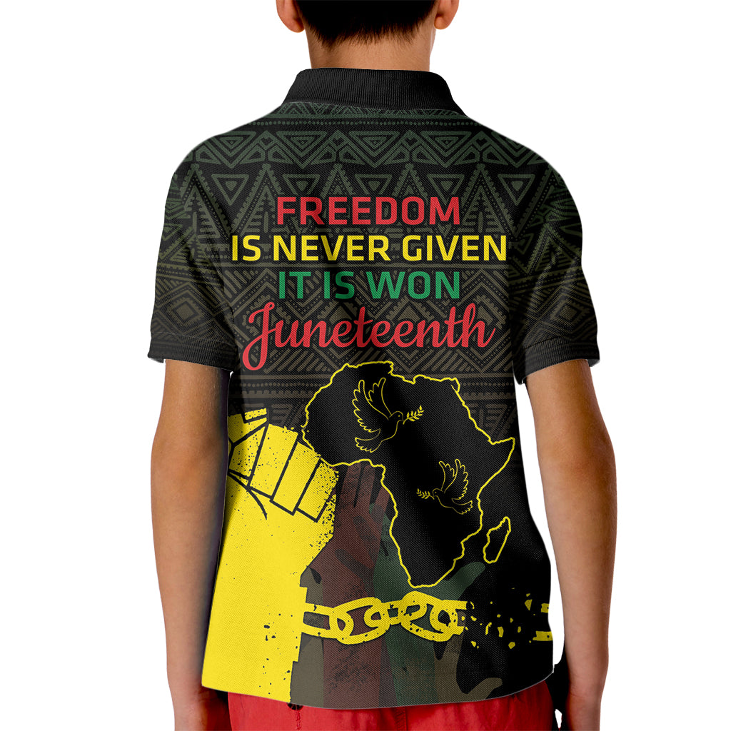 Juneteenth Freedom Day Kid Polo Shirt 1865 Black Independence African Pattern - Wonder Print Shop