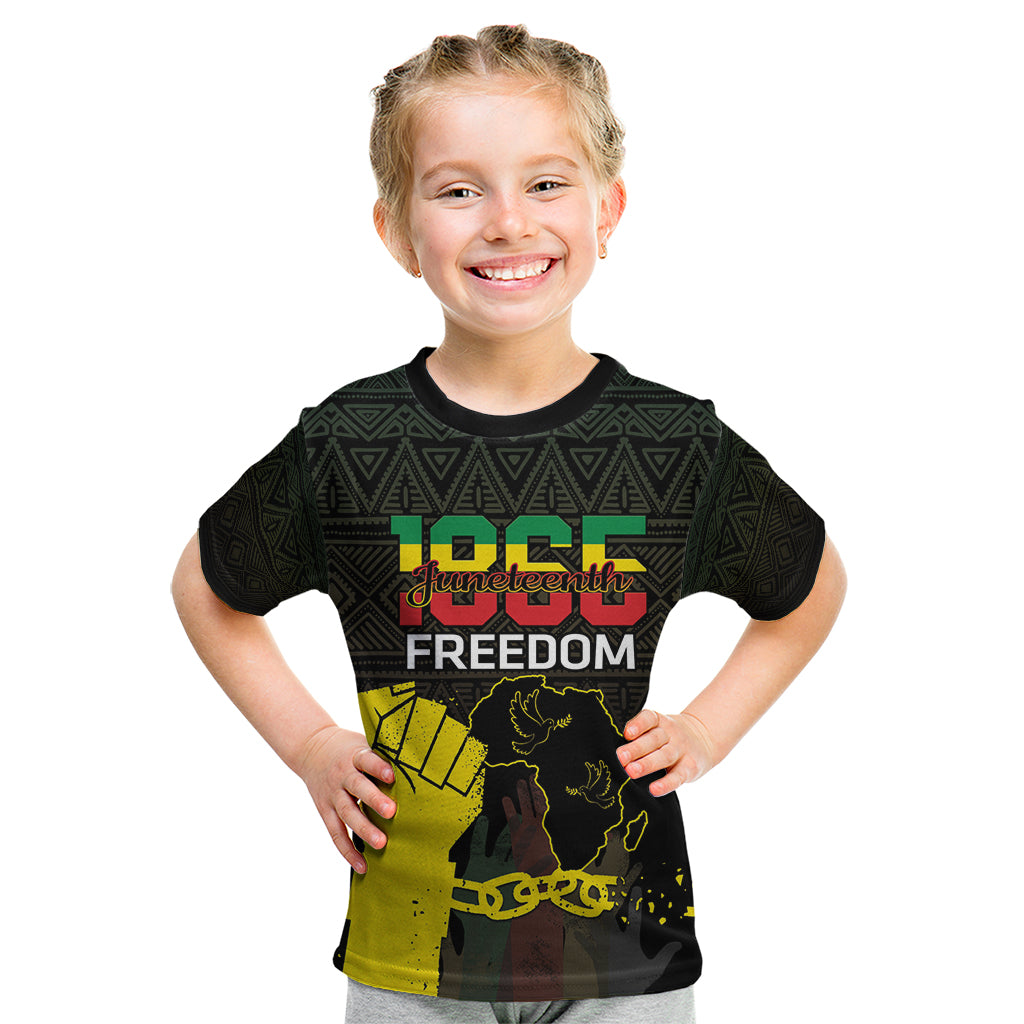 Juneteenth Freedom Day Kid T Shirt 1865 Black Independence African Pattern - Wonder Print Shop