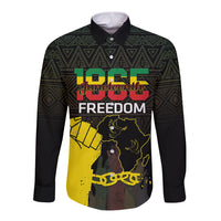 Juneteenth Freedom Day Long Sleeve Button Shirt 1865 Black Independence African Pattern - Wonder Print Shop