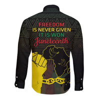 Juneteenth Freedom Day Long Sleeve Button Shirt 1865 Black Independence African Pattern - Wonder Print Shop