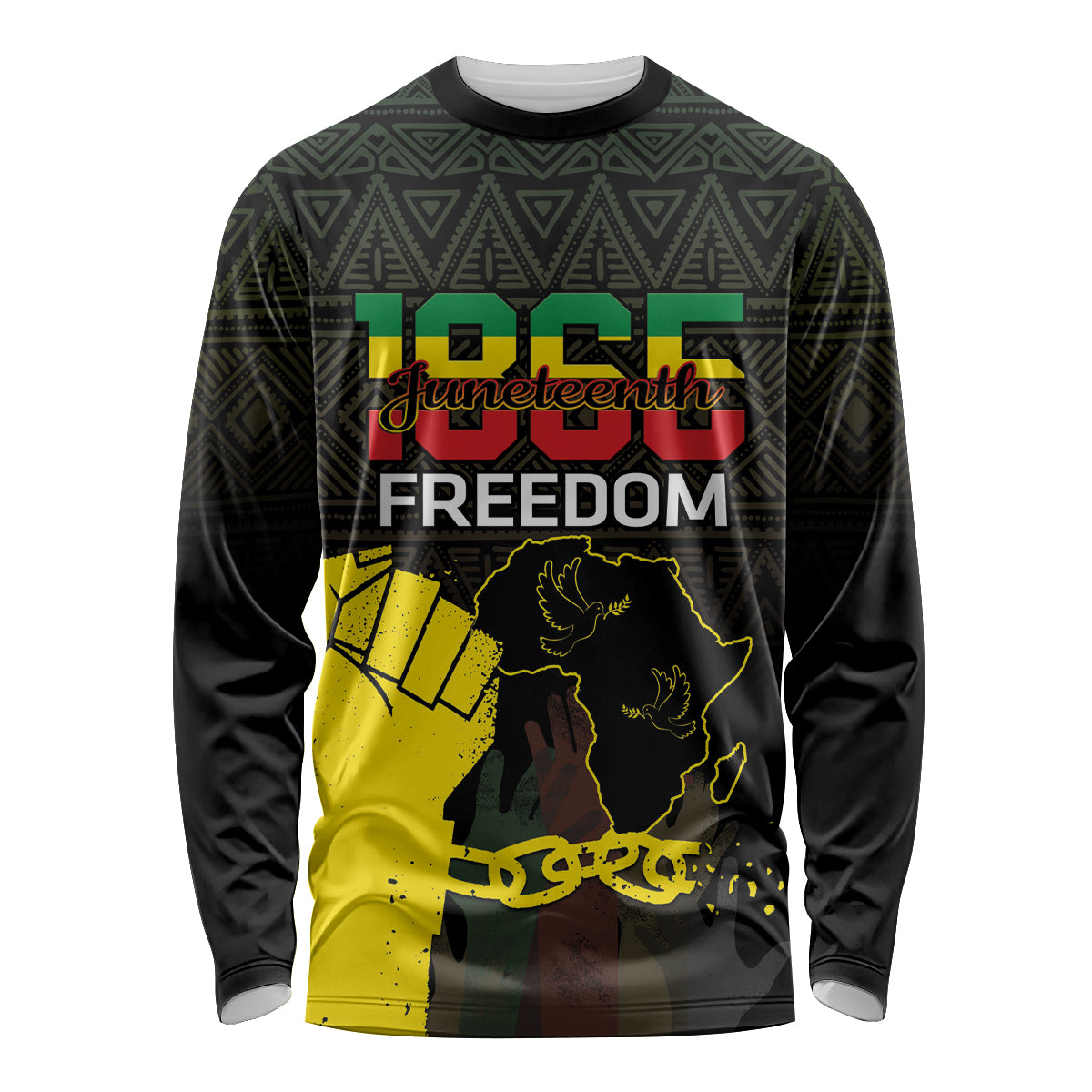 Juneteenth Freedom Day Long Sleeve Shirt 1865 Black Independence African Pattern - Wonder Print Shop