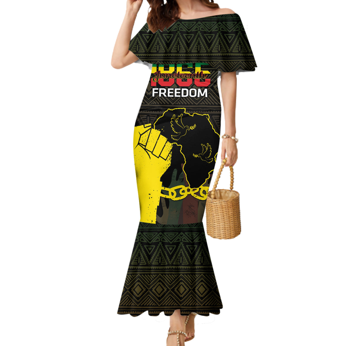 Juneteenth Freedom Day Mermaid Dress 1865 Black Independence African Pattern - Wonder Print Shop
