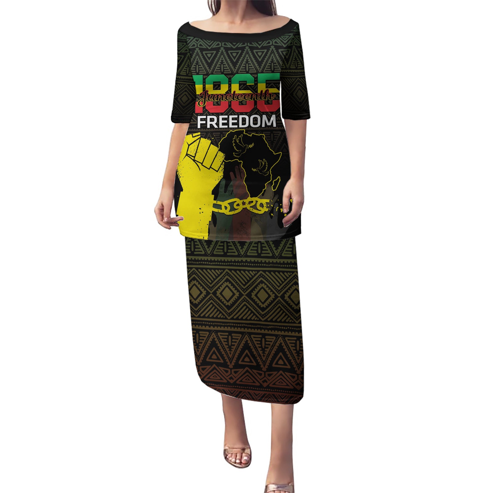 Juneteenth Freedom Day Puletasi 1865 Black Independence African Pattern - Wonder Print Shop