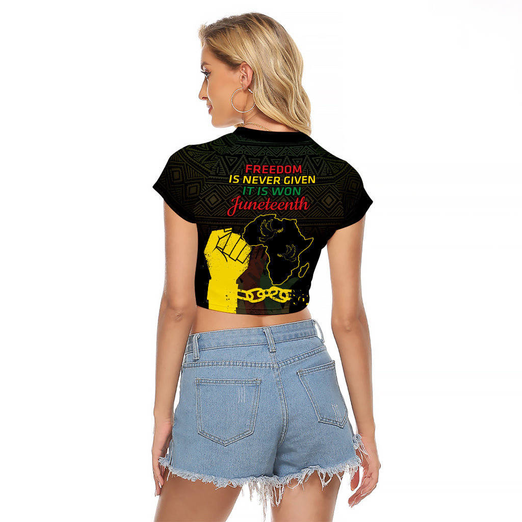 Juneteenth Freedom Day Raglan Cropped T Shirt 1865 Black Independence African Pattern - Wonder Print Shop