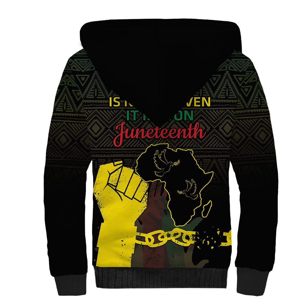 Juneteenth Freedom Day Sherpa Hoodie 1865 Black Independence African Pattern - Wonder Print Shop