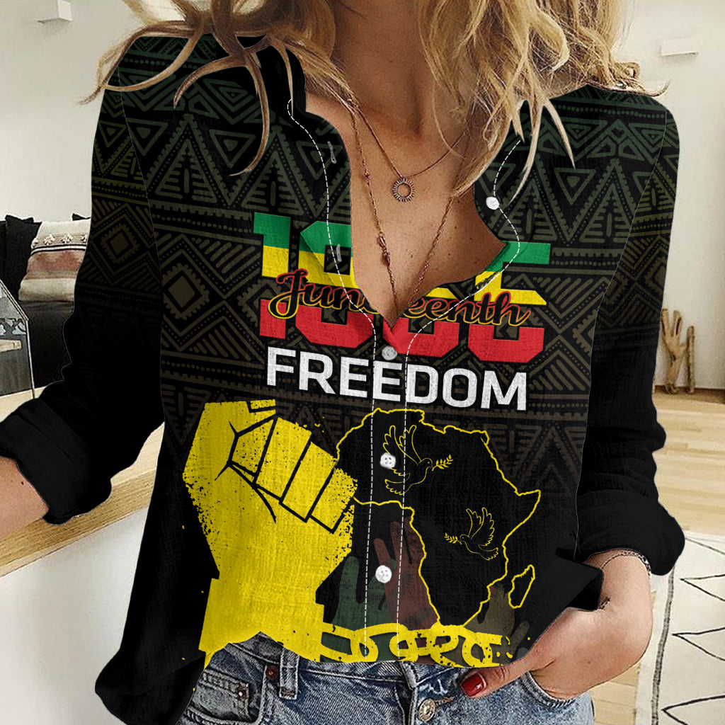 Juneteenth Freedom Day Women Casual Shirt 1865 Black Independence African Pattern - Wonder Print Shop