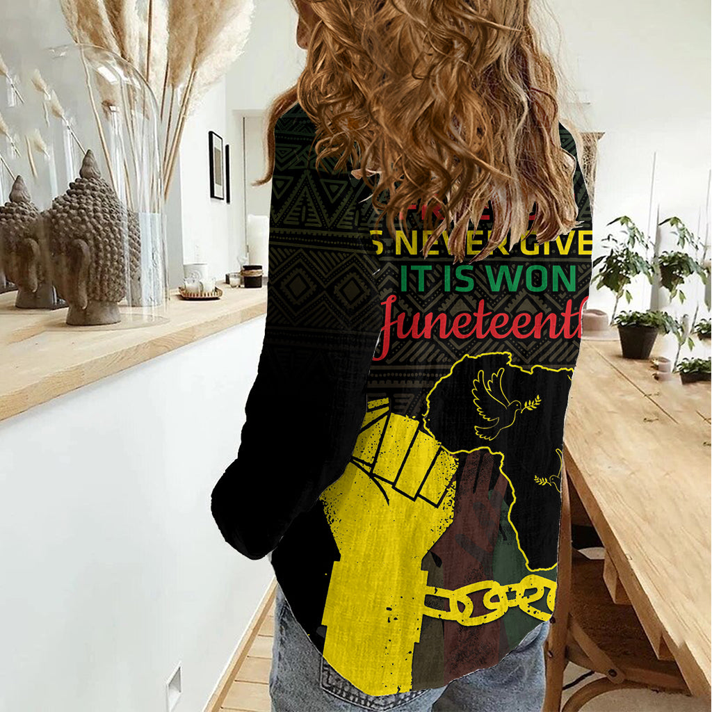 Juneteenth Freedom Day Women Casual Shirt 1865 Black Independence African Pattern - Wonder Print Shop