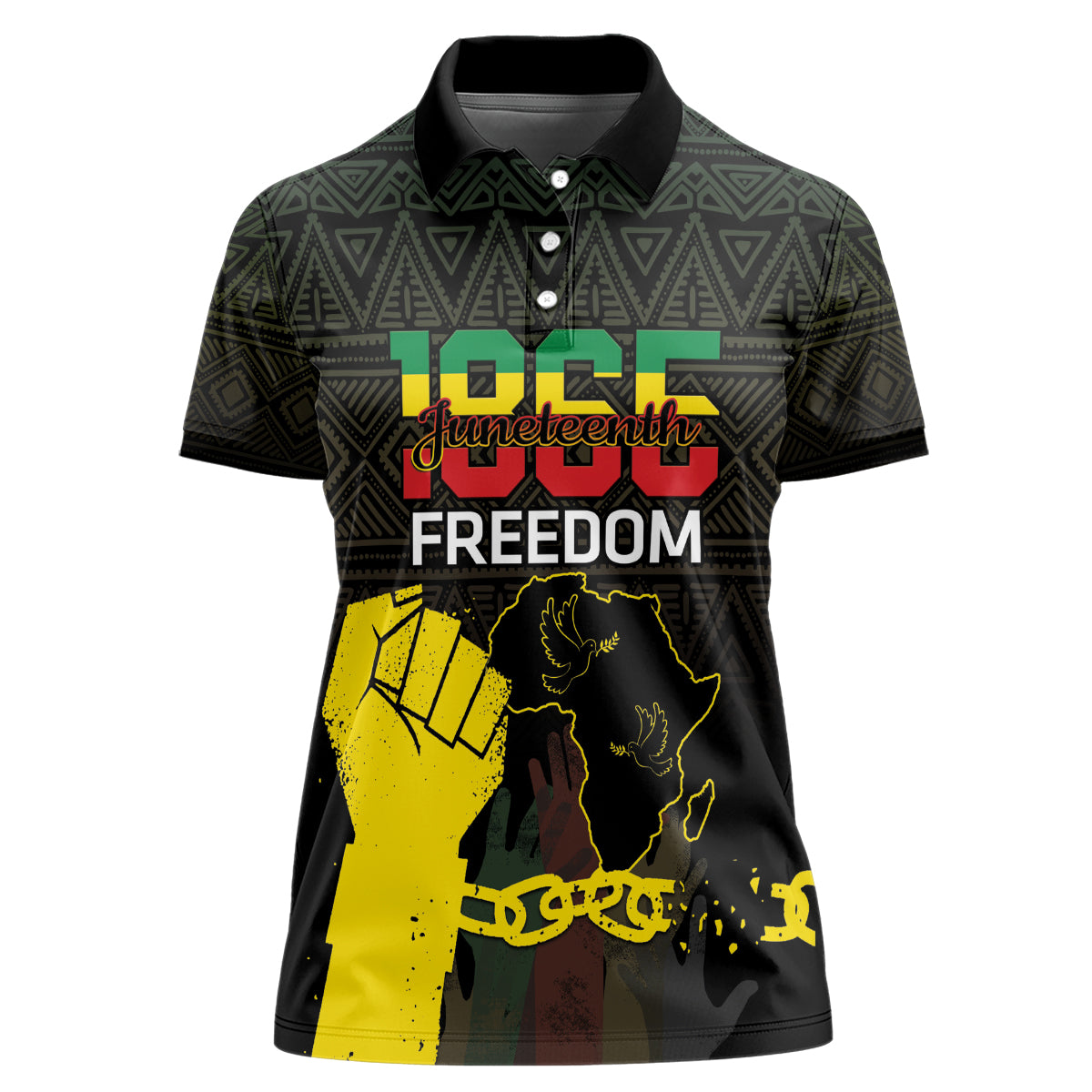 Juneteenth Freedom Day Women Polo Shirt 1865 Black Independence African Pattern - Wonder Print Shop