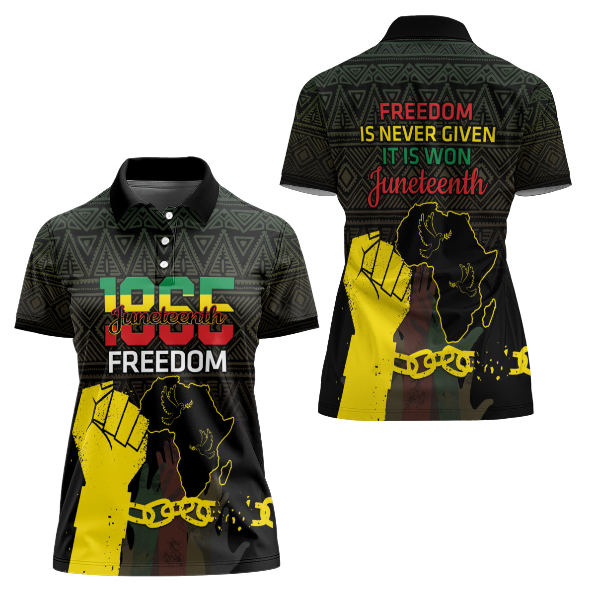 Juneteenth Freedom Day Women Polo Shirt 1865 Black Independence African Pattern - Wonder Print Shop