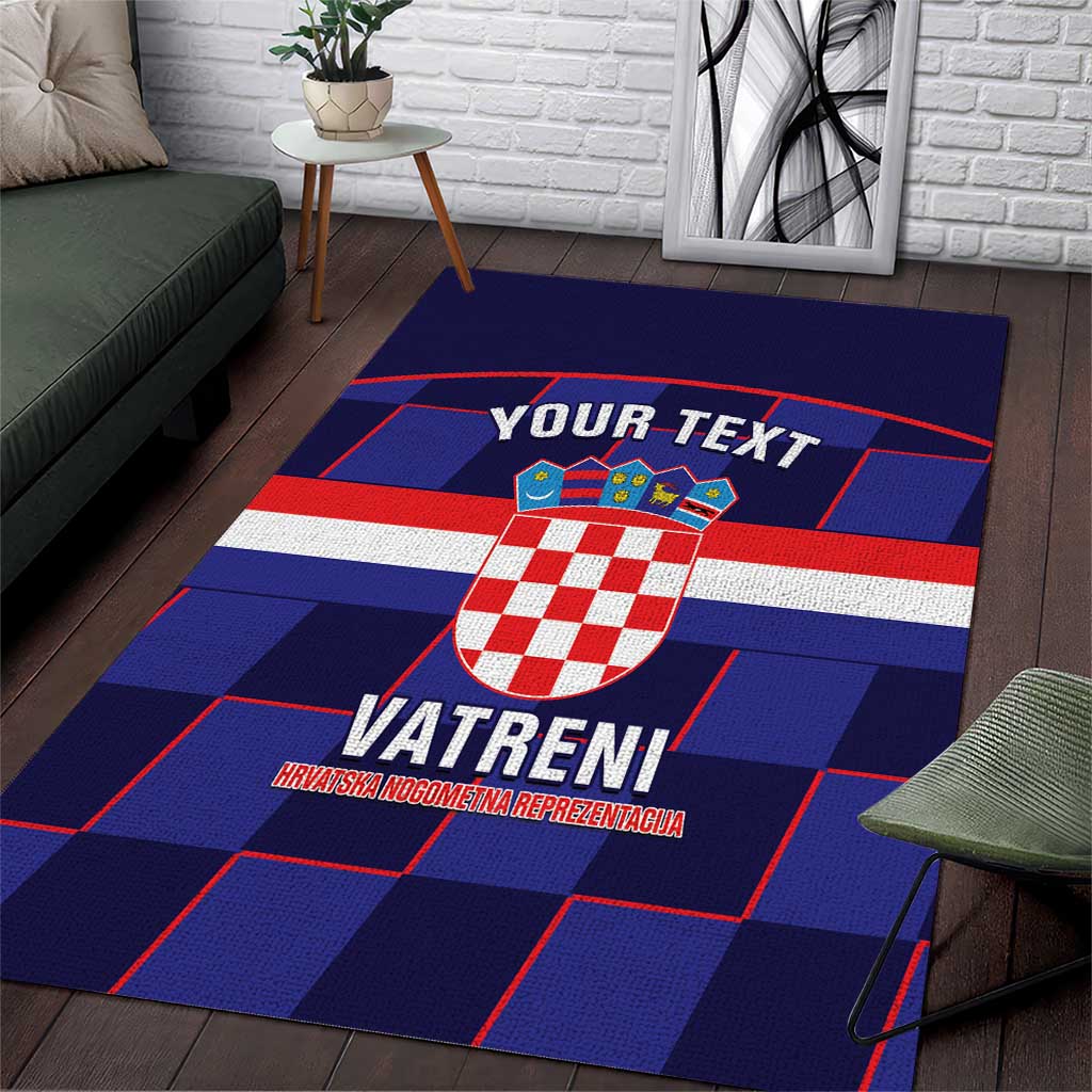 Custom Croatia Football Area Rug Come On Vatreni Checkerboard Style