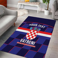 Custom Croatia Football Area Rug Come On Vatreni Checkerboard Style