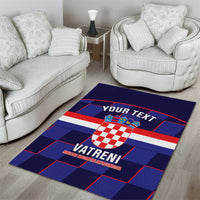 Custom Croatia Football Area Rug Come On Vatreni Checkerboard Style