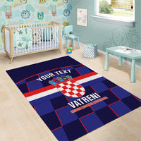 Custom Croatia Football Area Rug Come On Vatreni Checkerboard Style