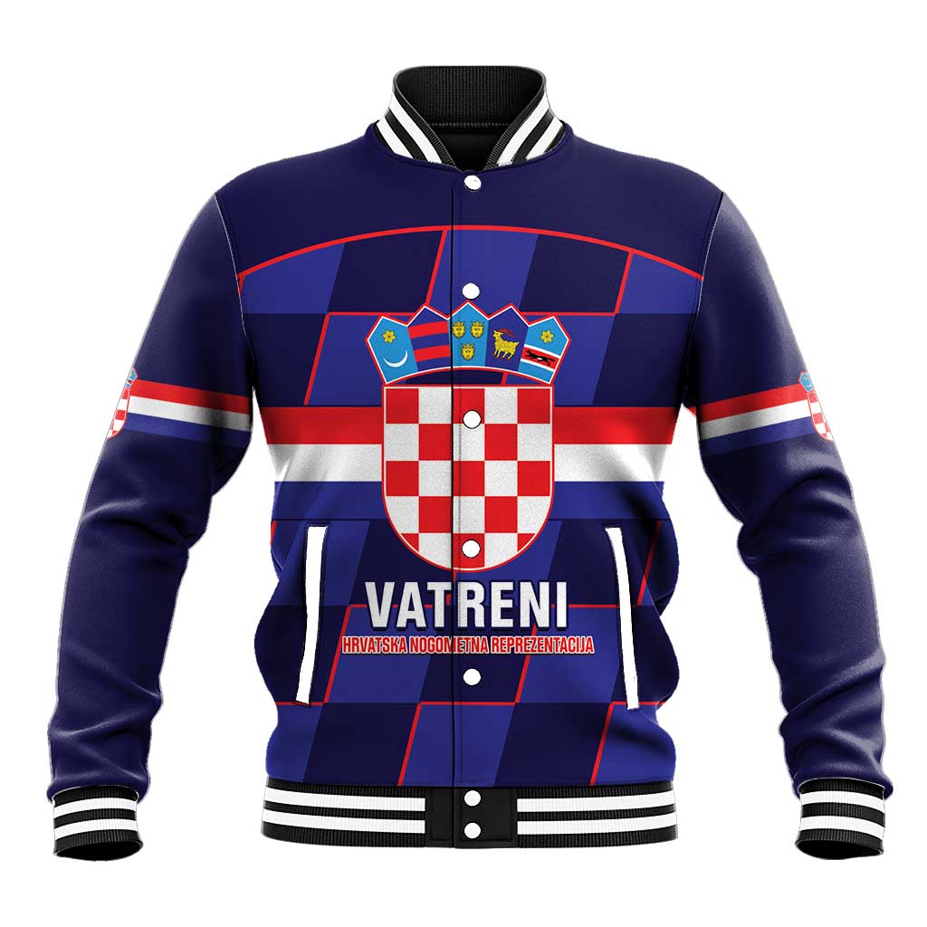 Custom Croatia Football Baseball Jacket Come On Vatreni Checkerboard Style