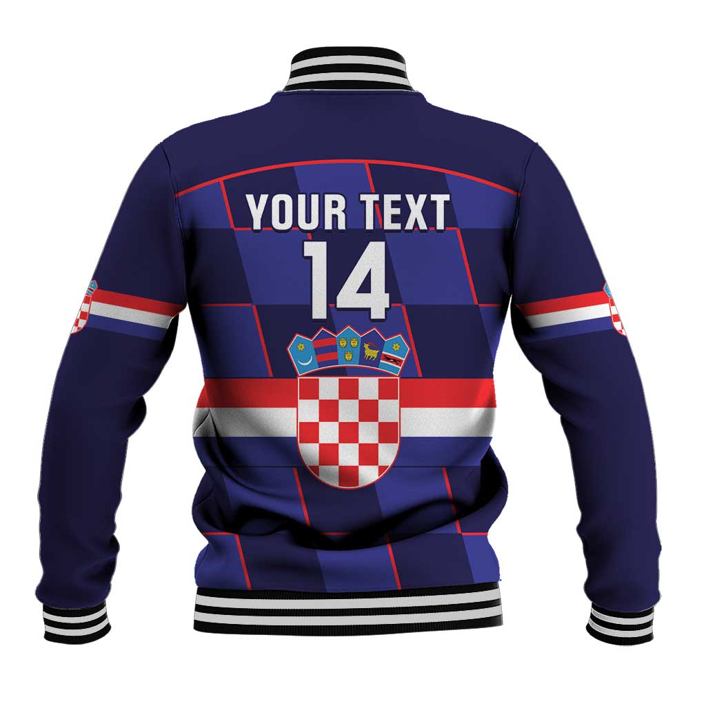 Custom Croatia Football Baseball Jacket Come On Vatreni Checkerboard Style