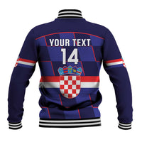 Custom Croatia Football Baseball Jacket Come On Vatreni Checkerboard Style