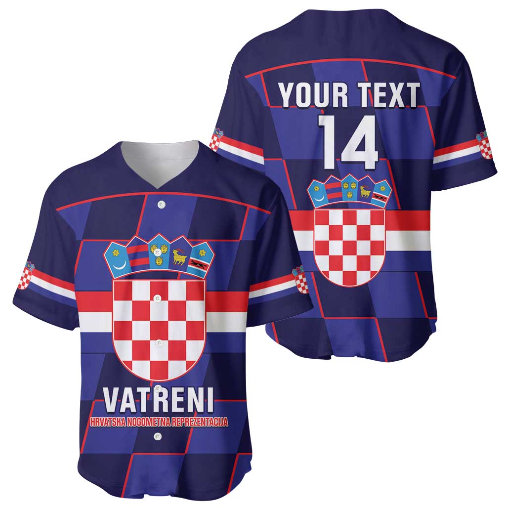 Custom Croatia Football Baseball Jersey Come On Vatreni Checkerboard Style