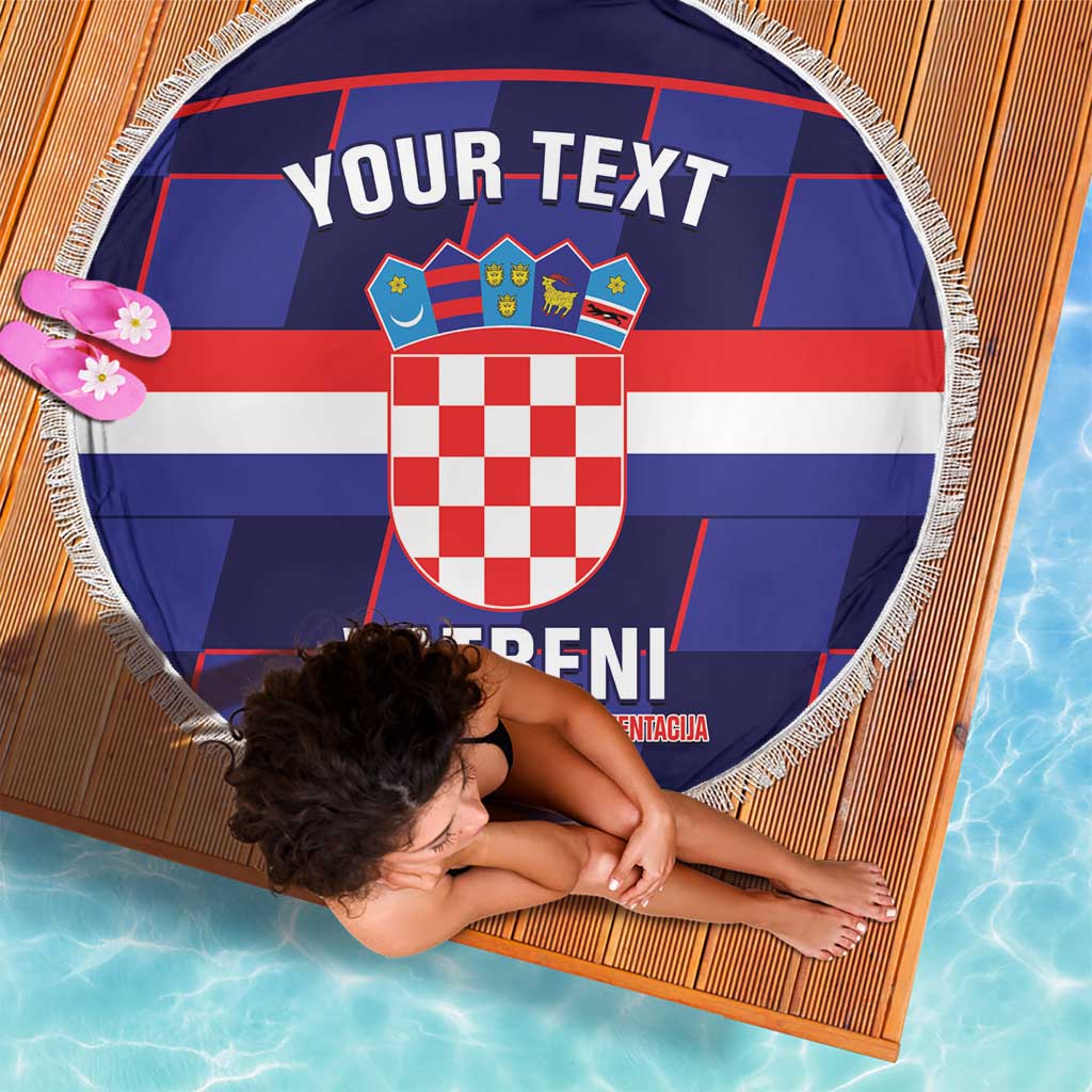 Custom Croatia Football Beach Blanket Come On Vatreni Checkerboard Style