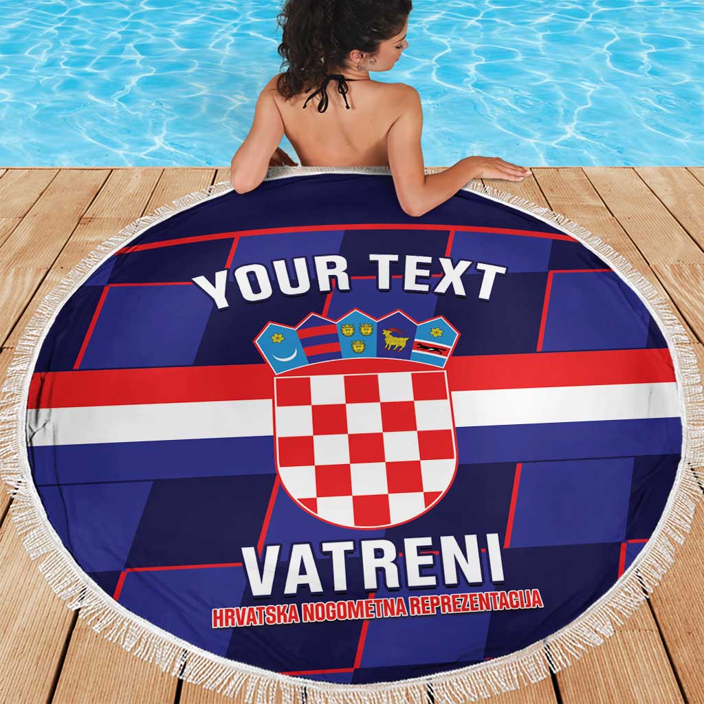 Custom Croatia Football Beach Blanket Come On Vatreni Checkerboard Style