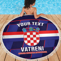 Custom Croatia Football Beach Blanket Come On Vatreni Checkerboard Style