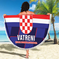Custom Croatia Football Beach Blanket Come On Vatreni Checkerboard Style