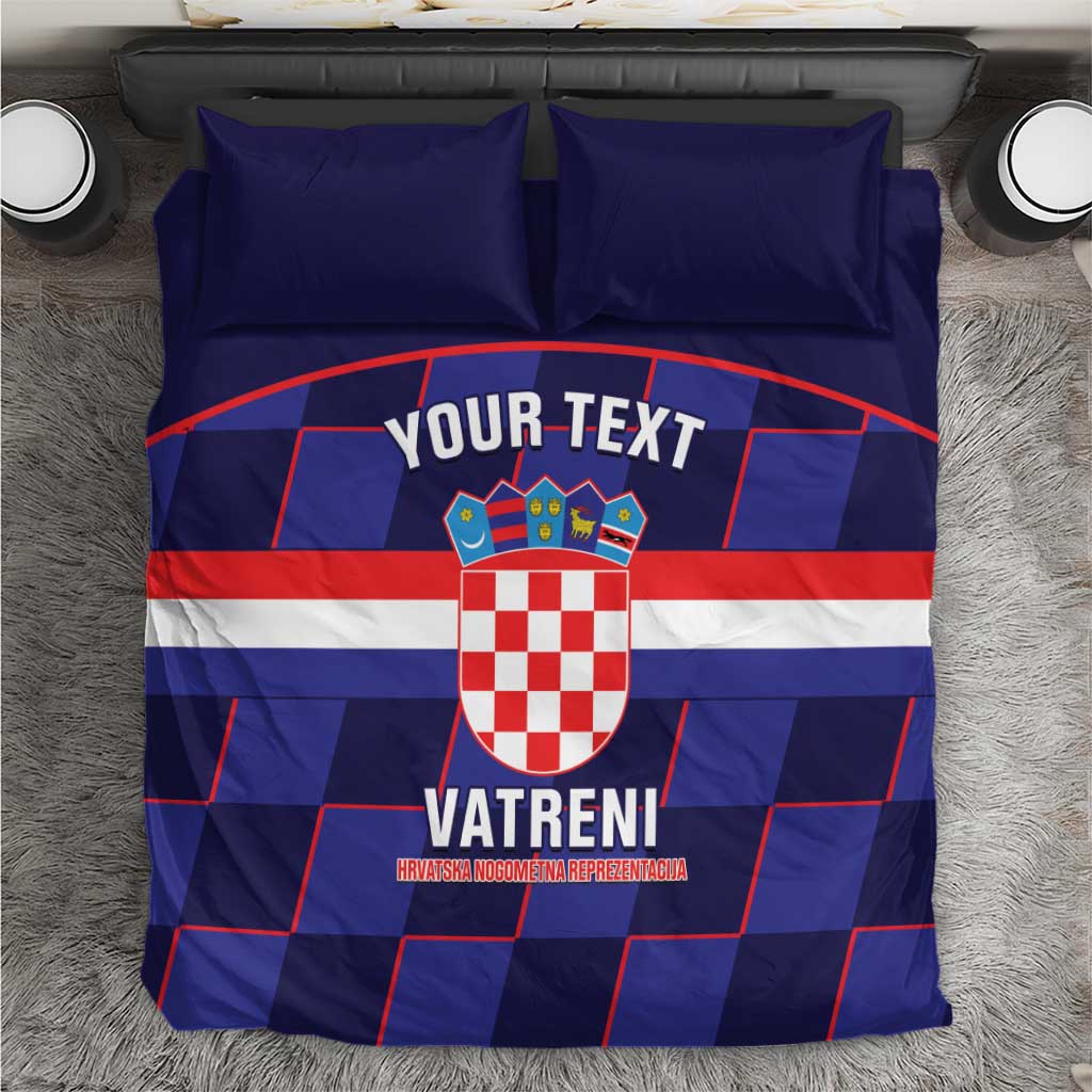 Custom Croatia Football Bedding Set Come On Vatreni Checkerboard Style