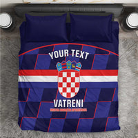 Custom Croatia Football Bedding Set Come On Vatreni Checkerboard Style