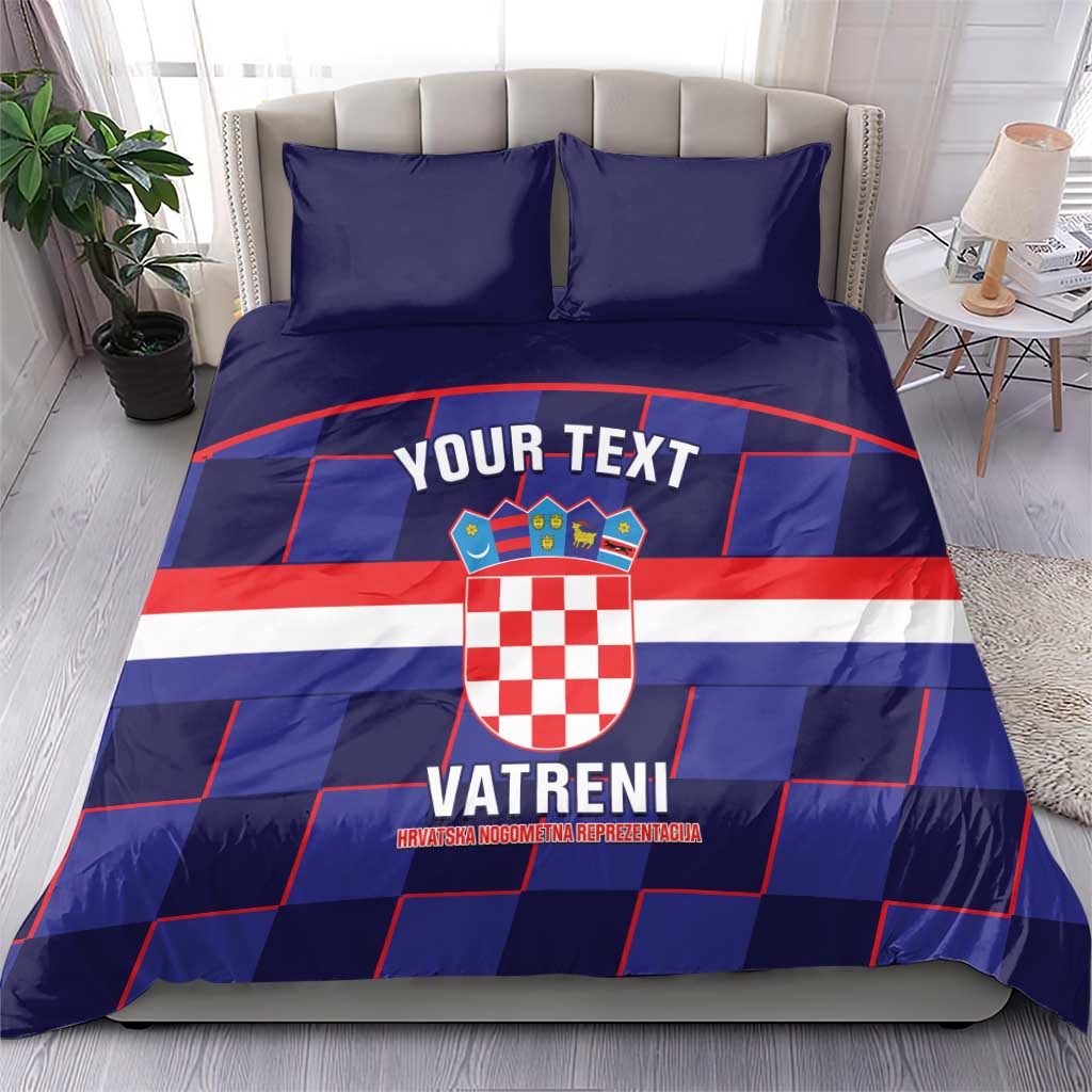 Custom Croatia Football Bedding Set Come On Vatreni Checkerboard Style