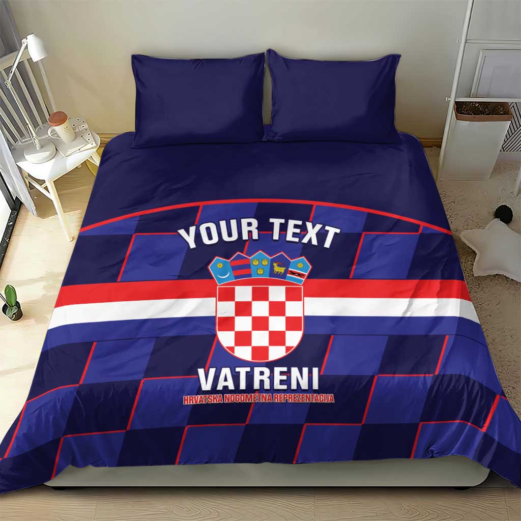 Custom Croatia Football Bedding Set Come On Vatreni Checkerboard Style