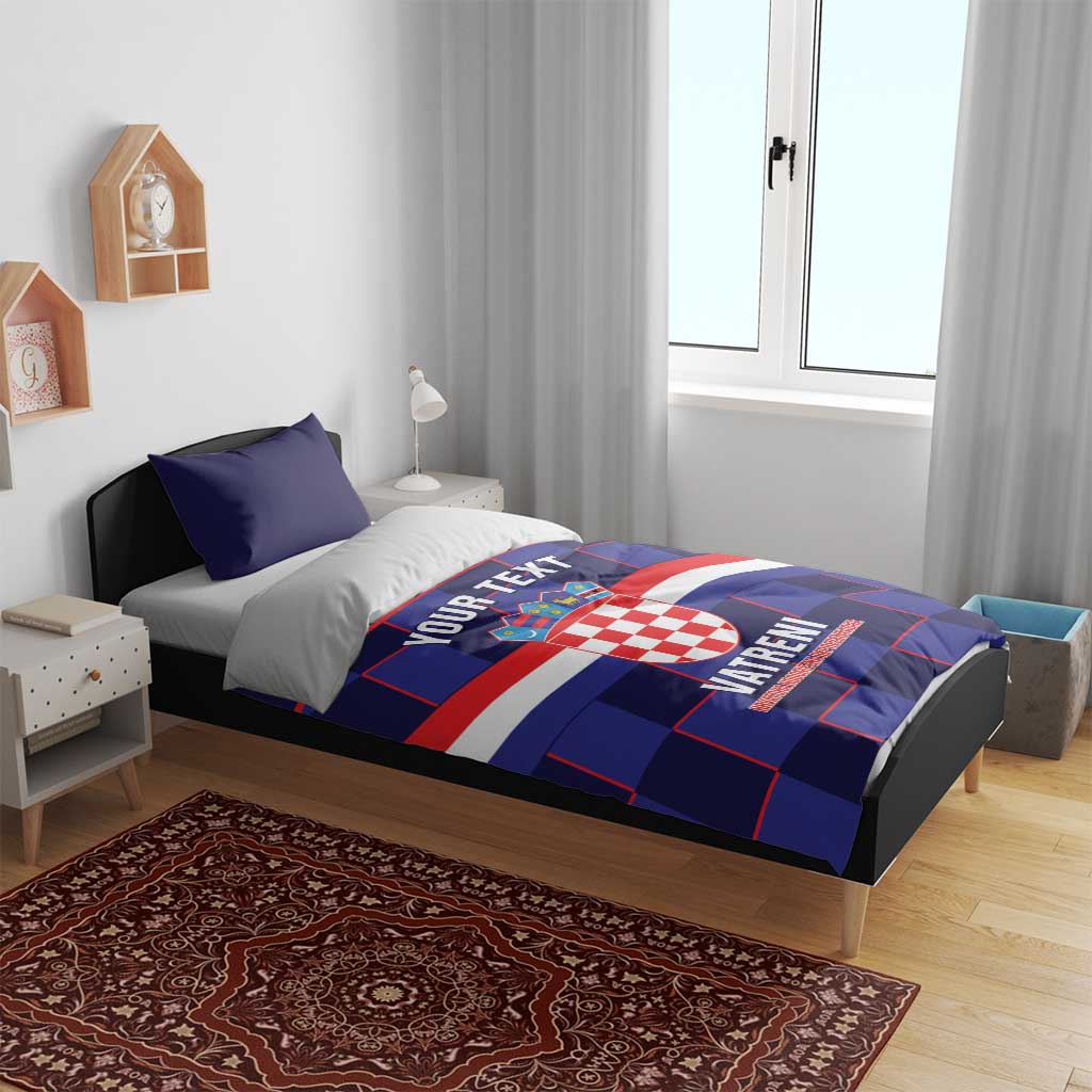 Custom Croatia Football Bedding Set Come On Vatreni Checkerboard Style