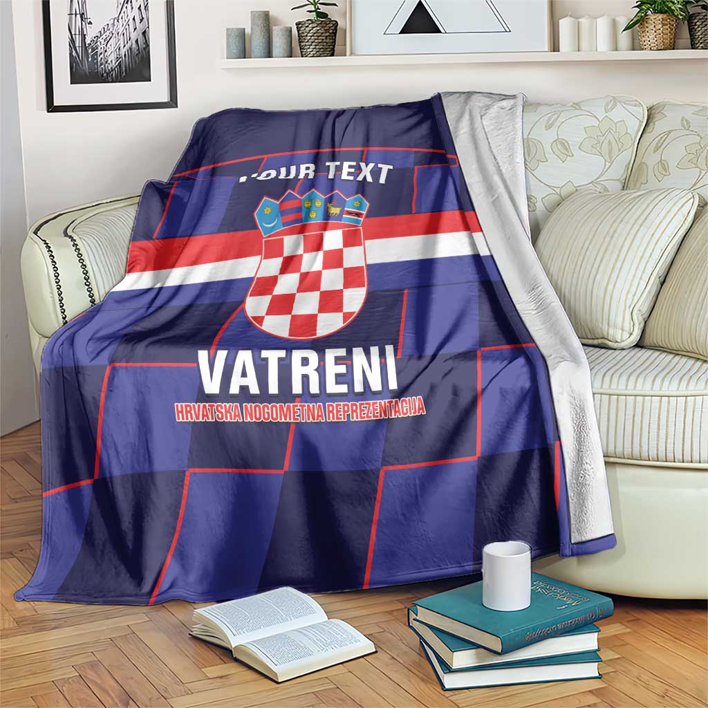 Custom Croatia Football Blanket Come On Vatreni Checkerboard Style