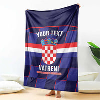 Custom Croatia Football Blanket Come On Vatreni Checkerboard Style