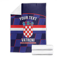 Custom Croatia Football Blanket Come On Vatreni Checkerboard Style
