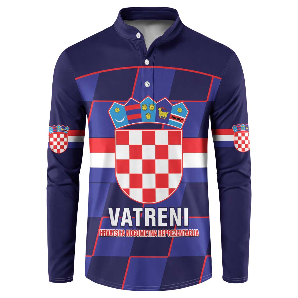 Custom Croatia Football Button Sweatshirt Come On Vatreni Checkerboard Style