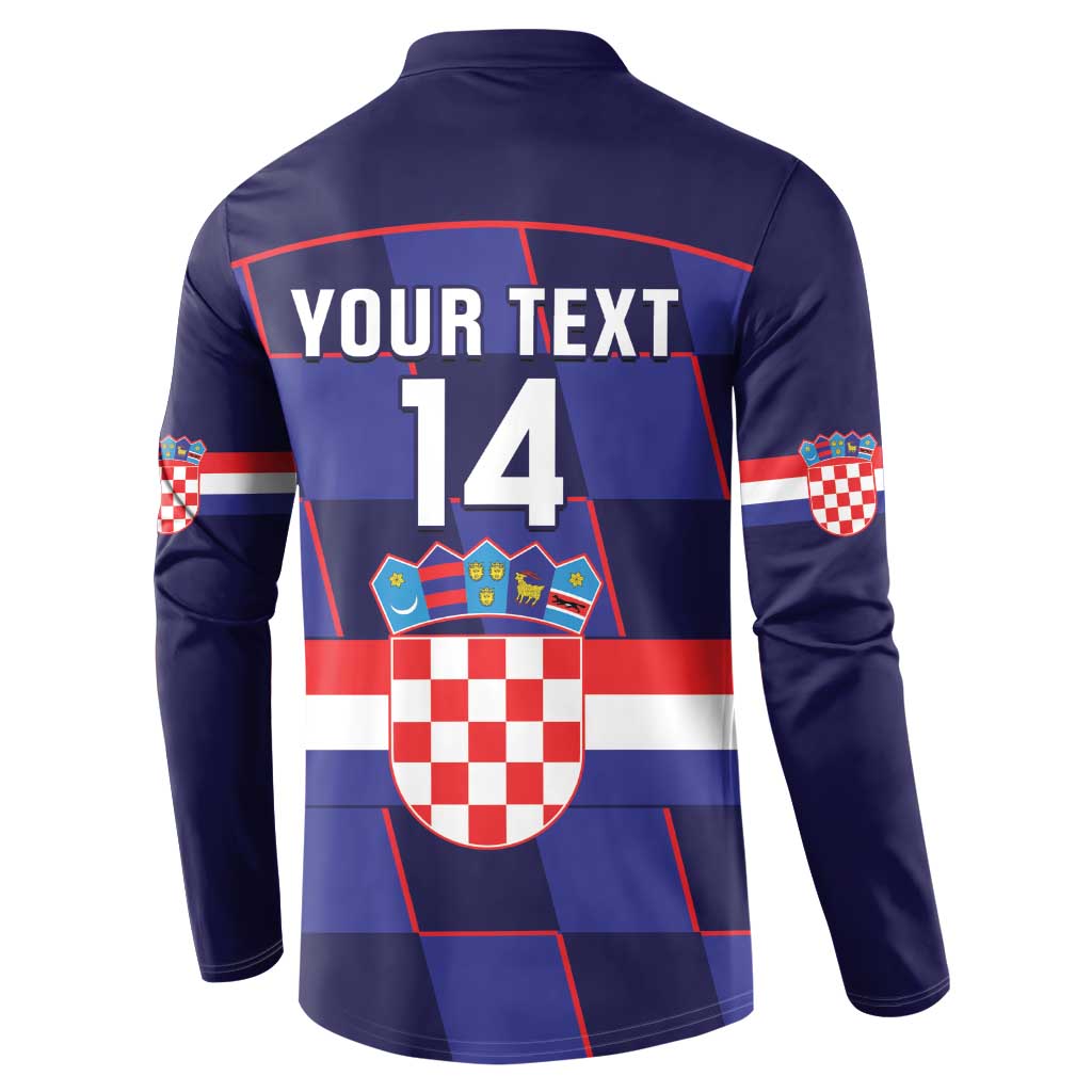 Custom Croatia Football Button Sweatshirt Come On Vatreni Checkerboard Style