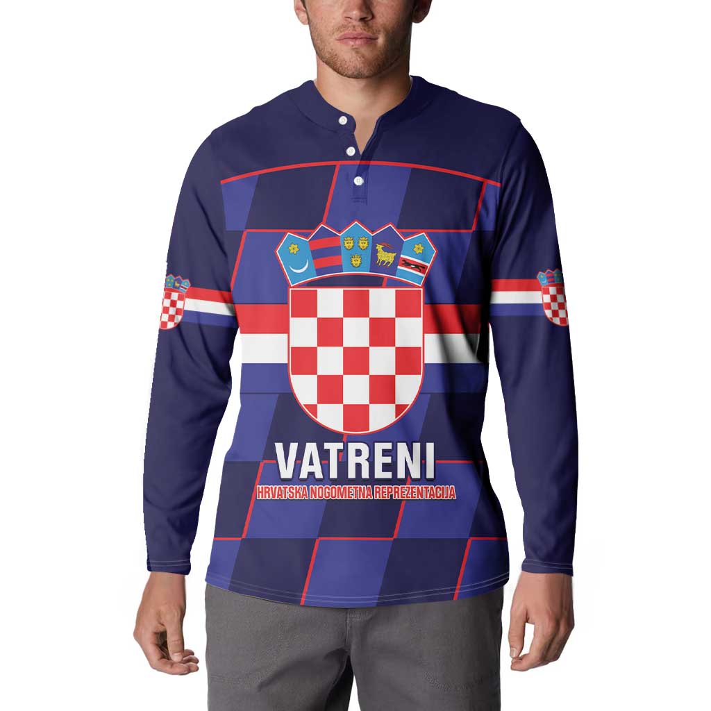 Custom Croatia Football Button Sweatshirt Come On Vatreni Checkerboard Style