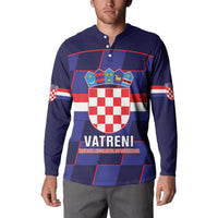Custom Croatia Football Button Sweatshirt Come On Vatreni Checkerboard Style