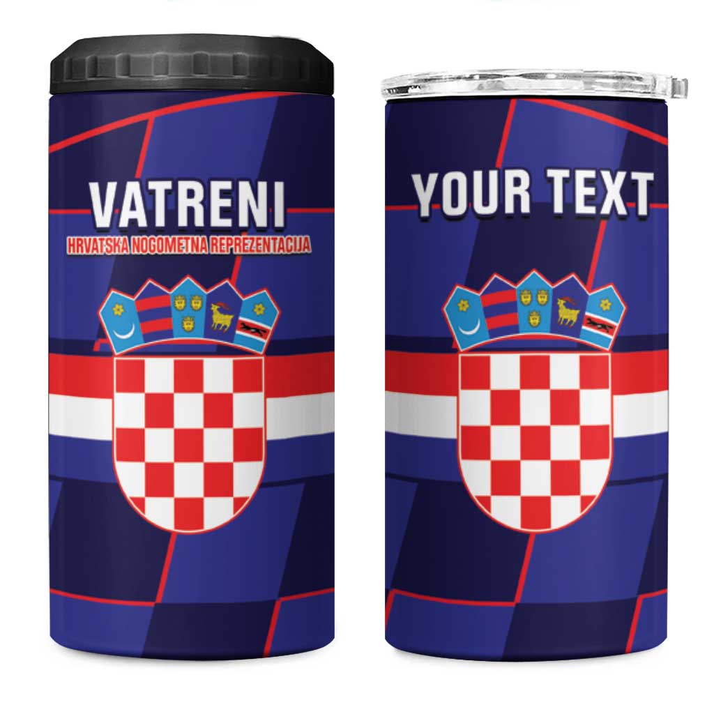 Custom Croatia Football 4 in 1 Can Cooler Tumbler Come On Vatreni Checkerboard Style