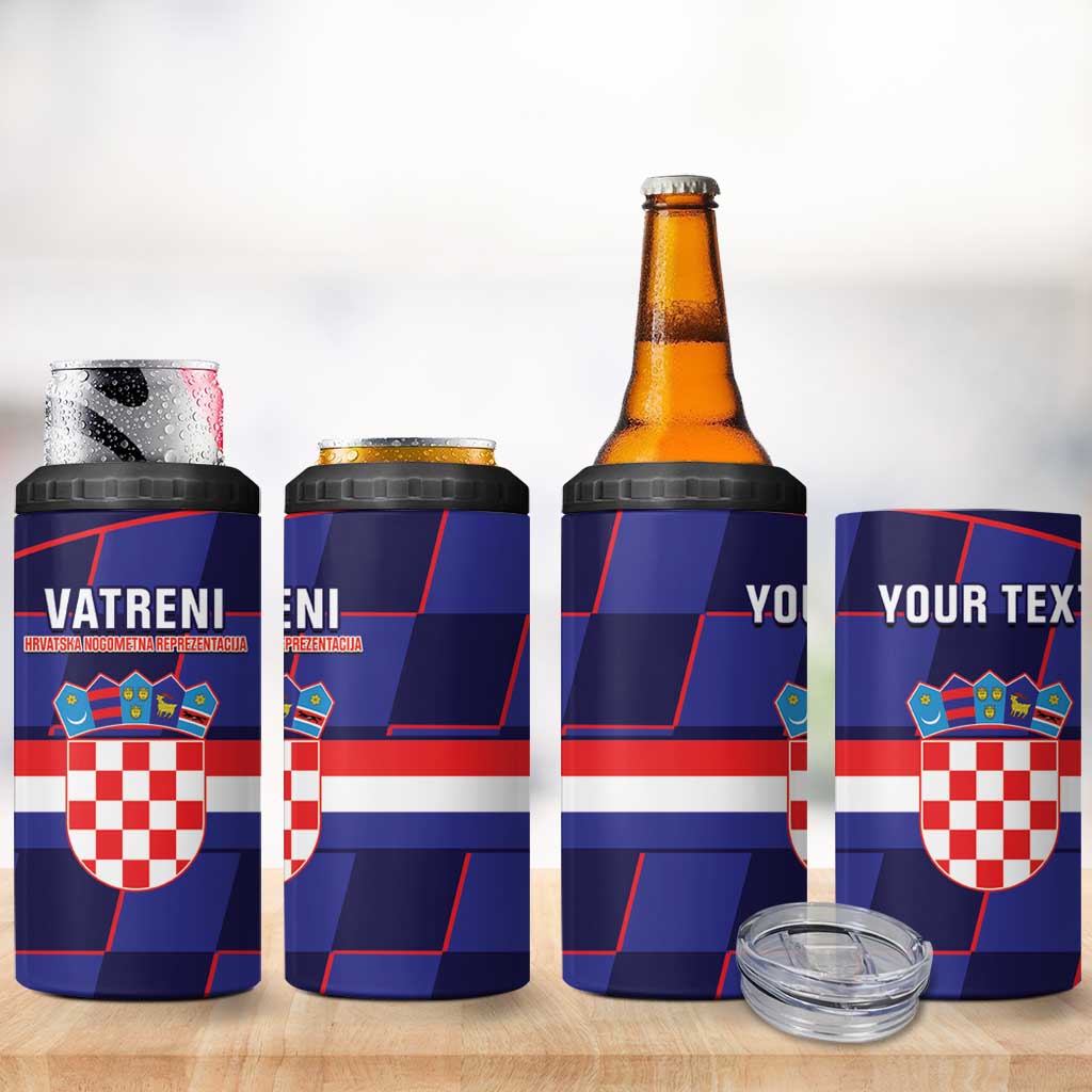 Custom Croatia Football 4 in 1 Can Cooler Tumbler Come On Vatreni Checkerboard Style