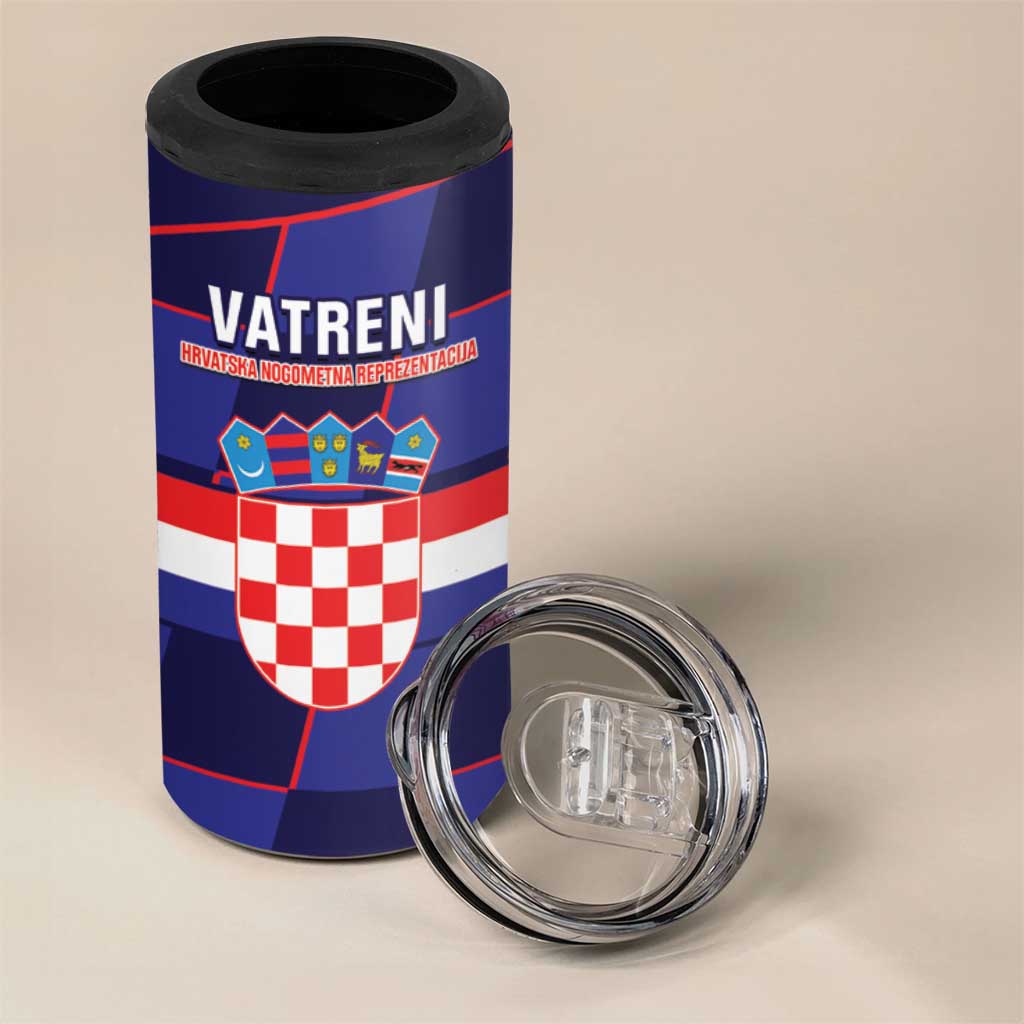 Custom Croatia Football 4 in 1 Can Cooler Tumbler Come On Vatreni Checkerboard Style